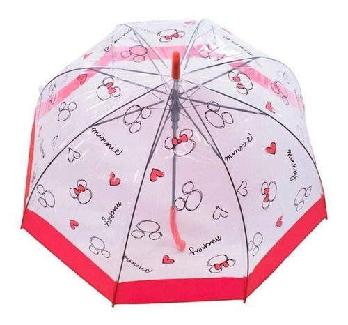 Guarda Chuva Infantil Transparente E Vermelho Minnie