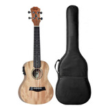 Kit Ukulele Seizi Bali Concert Elétrico Okume Laminado Capa