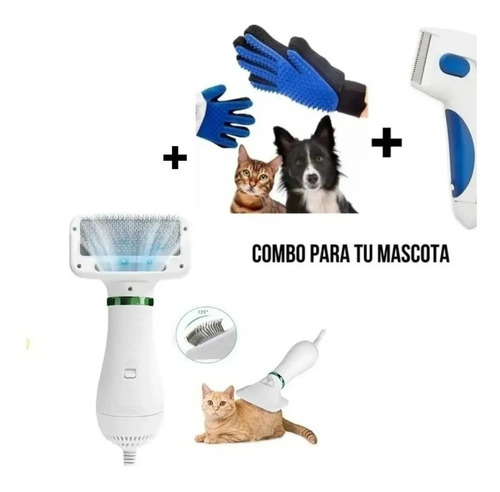 Guante Perro + Flear Dooctor+ Cepillo Secador Para Mascotas 