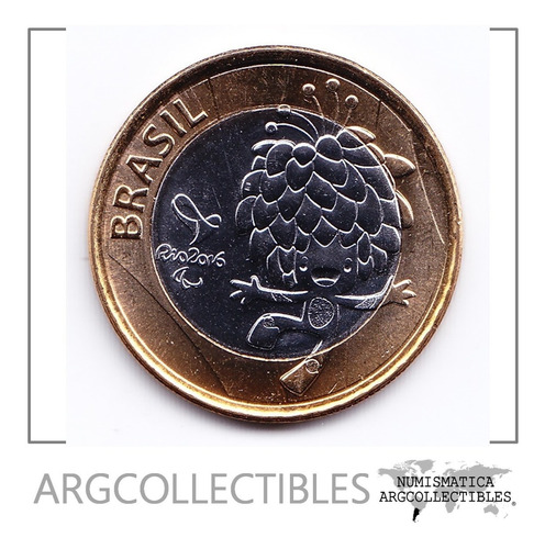 Brasil Moneda Bimetalica 1 Real 2016 J Olimpicos Mascota Tom