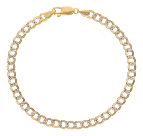 Pulsera Pulso Esclava Oro 10k Barbada 4.5mm 21cm Diamantada