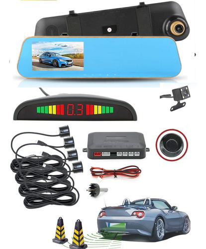 Espejo Retrovisor Camara Dashcam + Sensor De Estacionamiento