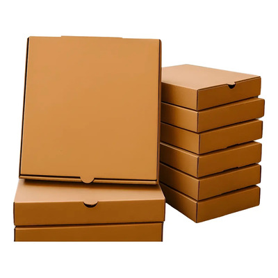 100 Cajas Para Pizza Carton Corrugado Kraft De 26x26x5 Color Marrón Claro