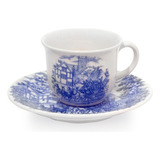 Set X6 Tazas De Té + 6 Platos De Te Cena Inglesa Biona Azul