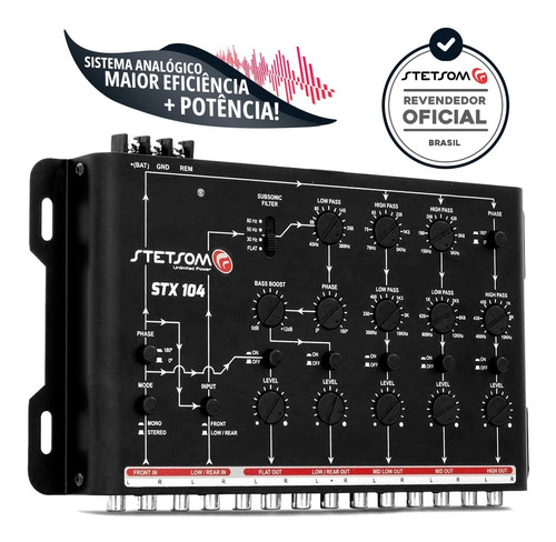 Processador Crossover Stetsom Stx104 5 Vias Som Auto Stx 104