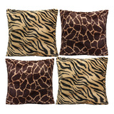 4 Fundas De Almohada Con Estampado Animal, 18 X 18 Pulgadas,