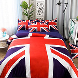 Newrara Union Jack Juego De Funda Nórdica Queen Size 4 Piez