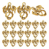 100pcs Oro Antiguo Flying Dragon Charms Demonio Fuego D...