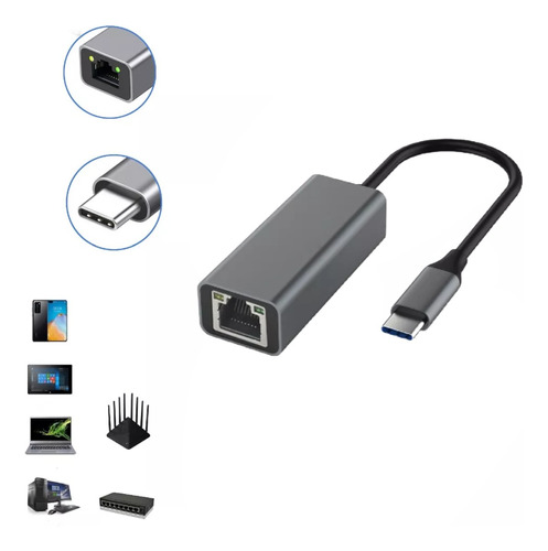 Adaptador Ethernet Usb Tipo C A Rj45 De 1000 Mb/s Gigabit