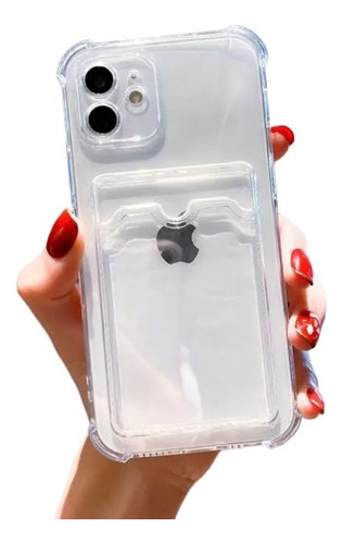 Capinha Para iPhone 13 Porta Cartão Capa Transparente Luxo