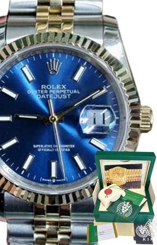Relógio Rolex Datejust Azul Misto 36mm Base Eta 3035 Caixa