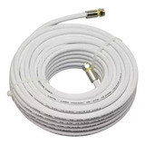 Cabo Coaxial Rg6 Branco 60% Malha 25m Com Conectores Para Tv