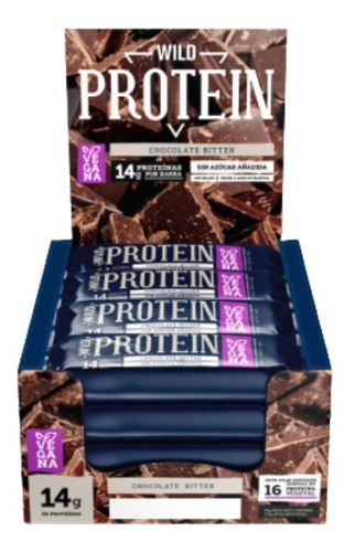 Wild Protein Chocolate Bitter Vegana 16 Unidades