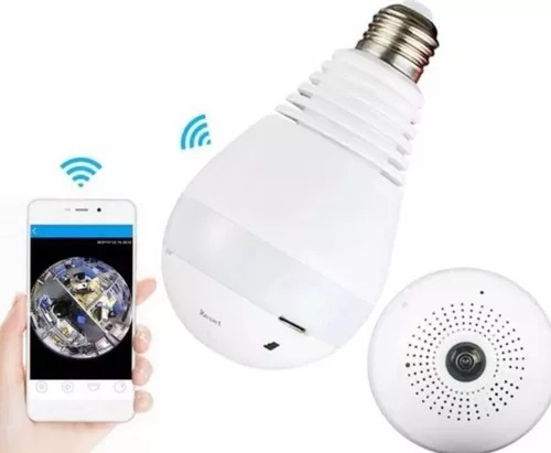 Lampara Wifi Led Ip Camara Hd 360° Ojo Pez Espia Graba