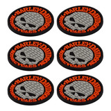 6 Porta Copos Harley Davidson Decorativo Decoração Sala Moto Letra Laranja E Skull Cinza