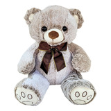 Urso De Pelúcia Com Laço 40cm Ursinho Teddy Bebê Nicho Lindo