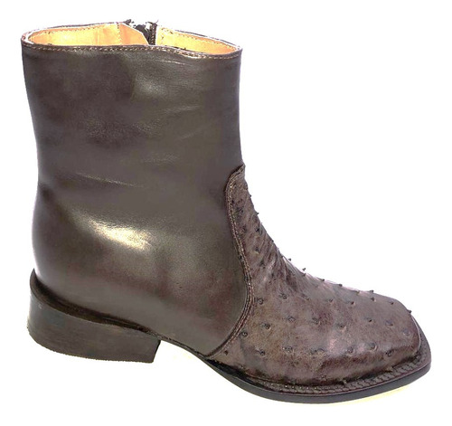 Bota Buldog Pluma Avestruz Genuina Tubo Becerro Suela Cuero.