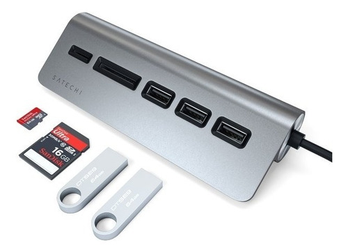 Hub Adaptador Usb-c A Lector Tarjetas Sd 3 Usba Mac Windows