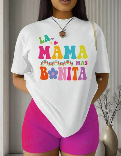 Playera Blusa Para Mujer La Mama Mas Bonita Manga Corta