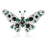 Alilang - Broche Con Diseño De Mariposa, Color Verde Esmeral