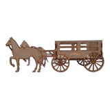 Centro De Mesa Carreta Caballos Mdf Personalizados-pqt 22pz