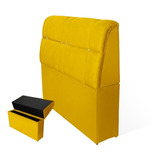 Cabeceira Baú Imperatriz Cama Solteiro 100cm Suede Amarelo