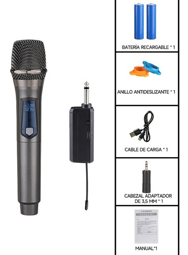 Microfono Gc W1 Dinamico Mano 1 Inalambrico Uhf Con Receptor Color Negro