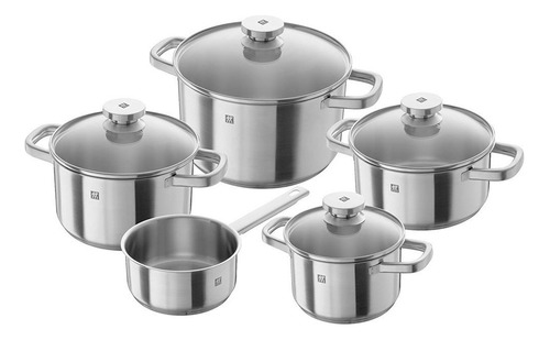 Conjunto De Panelas Aço Inox Tampa Vidro 5 Pcs Zwilling Joy Cor Inox Tampa De Vido