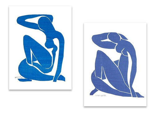 Set 2 Cuadros Canvas Matisse Desnudo Azul I Y I I  45x60 Cm