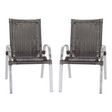 Kit 2 Cadeiras De Area Em Aluminio E Fibra Colombia