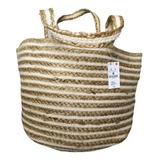 10 (pzs) Bolsa Europea De Yute Para Playa Grande 40x25x32cm Color Crema