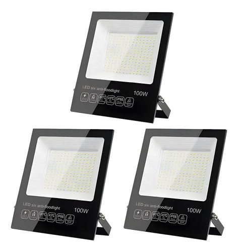 Reflector Led 100w Ultradelgado Exterior Alta Potencia 3pzs