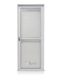 Puerta Aluminio Blanco 80x200 Vidrio Entero Con Faja Central