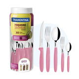 Faqueiro Inox Tramontina Ipanema Rosa Faca  30 Peças + Pote