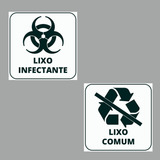 Adesivo Lixo Comum E Lixo Infectante 15x15cm Fundo Branco