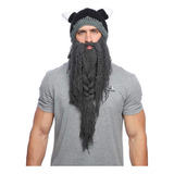 Bonaweite Adulto Divertido Punto Vikingo Barba Gorro Cuerno 