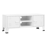 Mueble Tv Blanco Vidaxl, Estructura Metálica Industrial Con 