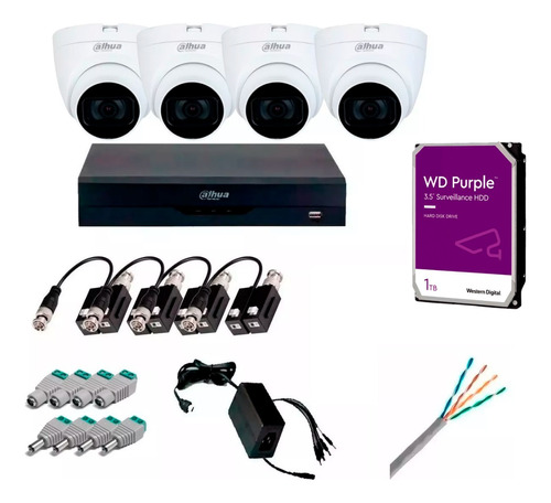 Kit Dvr 8 Canales 5mp + 4 Cam Domo 5mp Microfono + Utp + 1tb