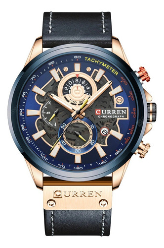 Reloj Hombre Deportivo Militar Cuarzo Correa De Cuero Curren