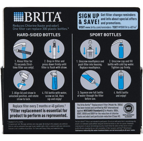 Brita Water Bottle Filter Replacements - Bpa Free - 2 Count