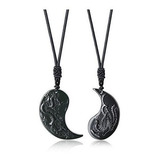 Coai Dragón De Obsidiana Negro Y Phoenix Yin Yang Collares