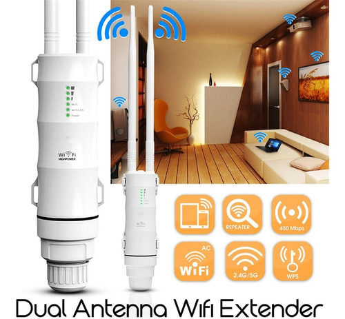 Repetidor Wifi Exterior Impermeable Banda Dual Wavlink Ac600