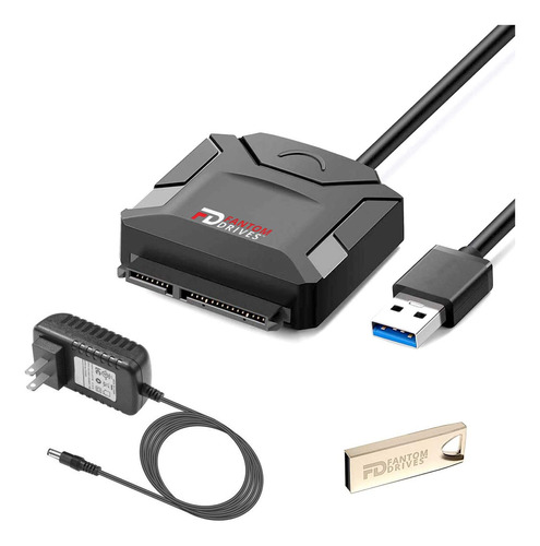 Convertidor De Cable Adaptador Usb 3.0 A Sata Fd Para Disco. Color Negro