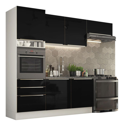 Madesa Gabinete Cocina Integral Completa 260cm Lux Bl/neg 03