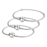 3 Pcs Pulsera Original Plata Incluye Estuche Y Bolsa