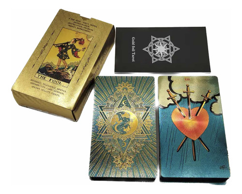 Gold Foil Tarot Esmerald Plástica Waterproof Rider Sin Borde