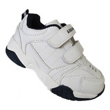 Zapatillas Blancas Escolares Deportivas Con Velcro - 7060