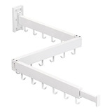 Perchero De Ropa Plegable, Montado En Pared, Blanco