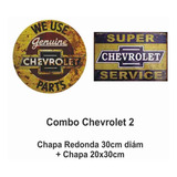 Combo Chapas Retro Chevrolet 2 - Redon 30cm Diam + 20x30cm 