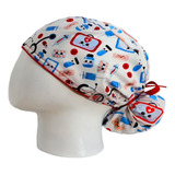 Gorro Quirúrgico Iconos Blanco Antifluido + Lanyard 